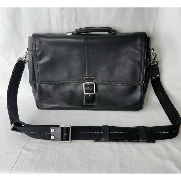 Coach Other - Coach Transatlantic 70035 Black Leather Men’s Laptop Briefcase Messenger 16x11